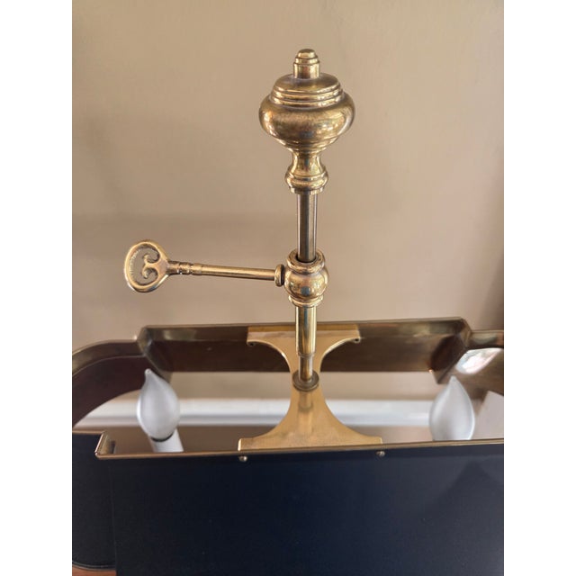 Frederick Cooper Late 20th Century Frederick Cooper Brass Bouillotte Lamp & Black Tole Shade For Sale - Image 4 of 15
