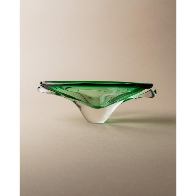 Vintage Organic-Shaped Green Murano Glass Bowl, Italy, 1970s For Sale - Image 4 of 13
