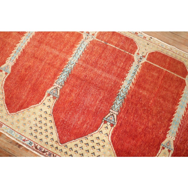 Red Antique Zabihi Collection Turkish Column Scroll Runner - 4' x 11'7" For Sale - Image 8 of 9
