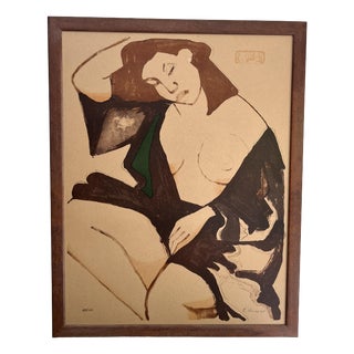 Gernot Kissel, Portrait, Lithograph on Paper Mounted on Board, 1990s For Sale