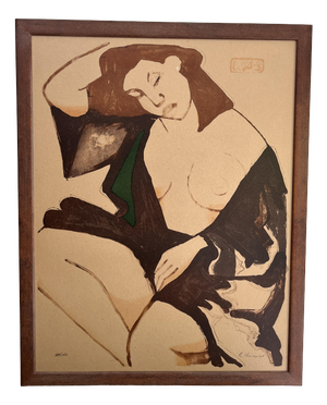 Gernot Kissel, Portrait, Lithograph on Paper Mounted on Board, 1990s