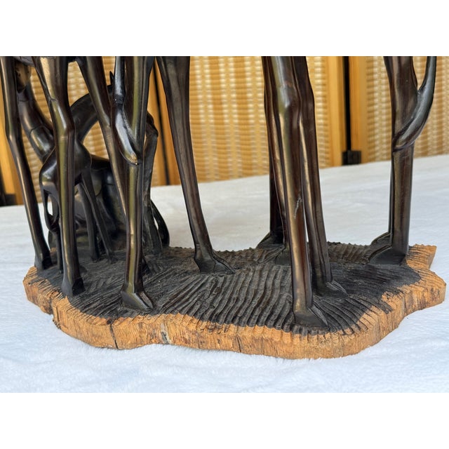 Vintage African Hand-Carved Ebony Wood Intertwined Giraffe Herd For Sale - Image 12 of 15