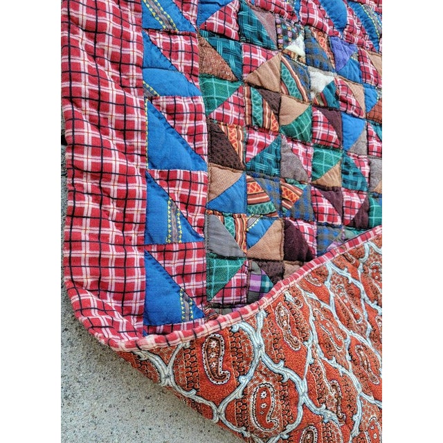 Textile 19thC Wool Challis Broken Dishes Crib Quilt For Sale - Image 7 of 8