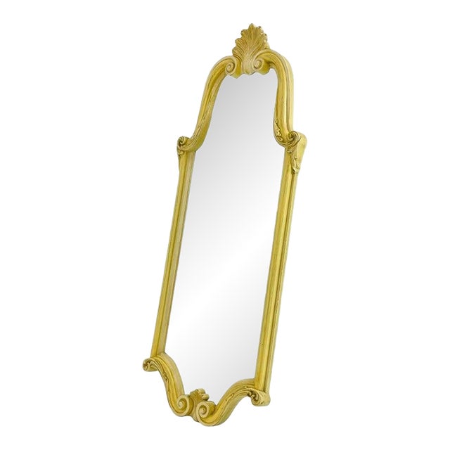 1940s Carved Giltwood Wall Mirror, Rococo Revival For Sale