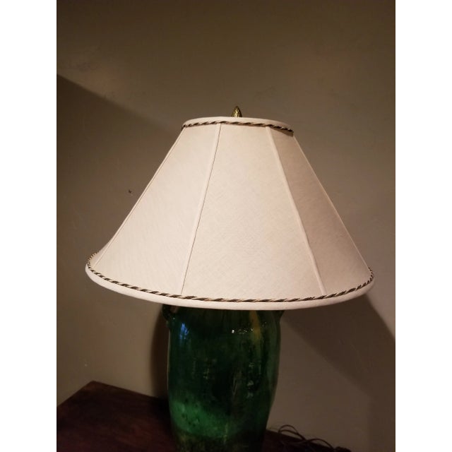 Green French Pottery Lamp For Sale - Image 4 of 12