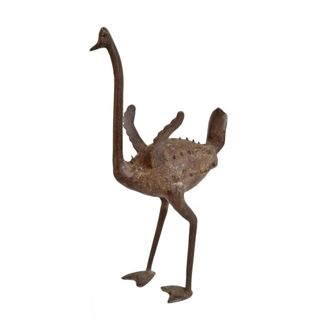Metal Vintage Bronze Benin Ostrich For Sale - Image 7 of 7