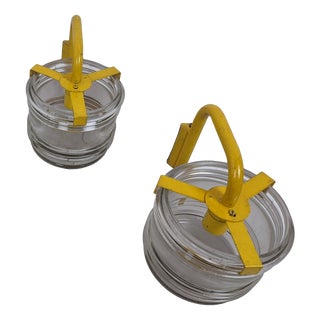 Wall Lamps in Yellow Lacquered Aluminum with Fresnel Glass, 1960s, Set of 2 For Sale