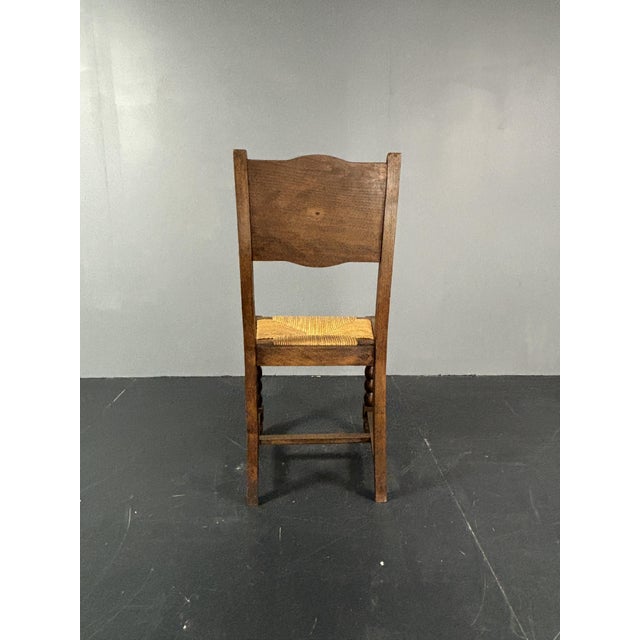 French Farmhouse Turned Wood and Rush Dining Chairs in the style of Charles Dudouyt, 1950s, Set of 6 For Sale - Image 13 of 18