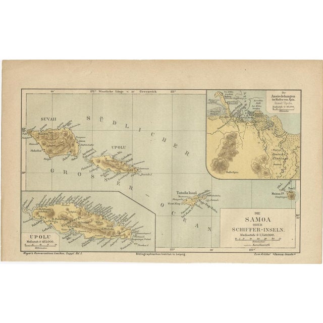 Map of Samoa, 1890s For Sale - Image 5 of 6