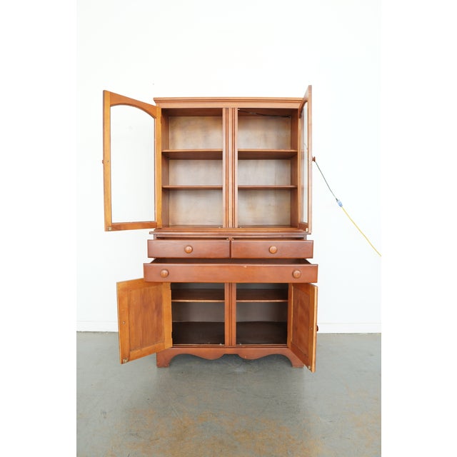 Brown Vintage Traditional China Cabinet Hutch For Sale - Image 8 of 17