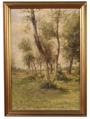 M. Gheduzzi, Italian Landscape, 1940, Oil Painting, Framed