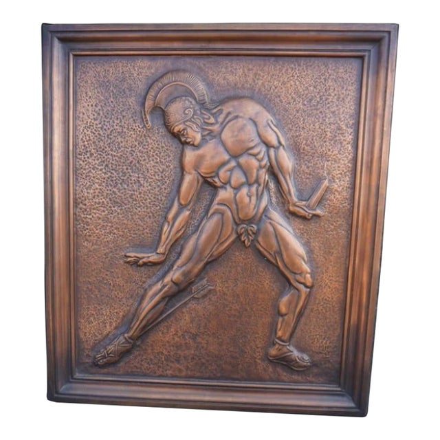 1930s Albert Marschner Gilles -Achilles Wounded by Paris' Arrow- Solid Copper Neo-Classical Relief Panel For Sale