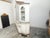Wood 19th Century Large Rococo Style Painted Wood Dutch Cabinet with Glass Doors and Bombé Chest For Sale - Image 7 of 11