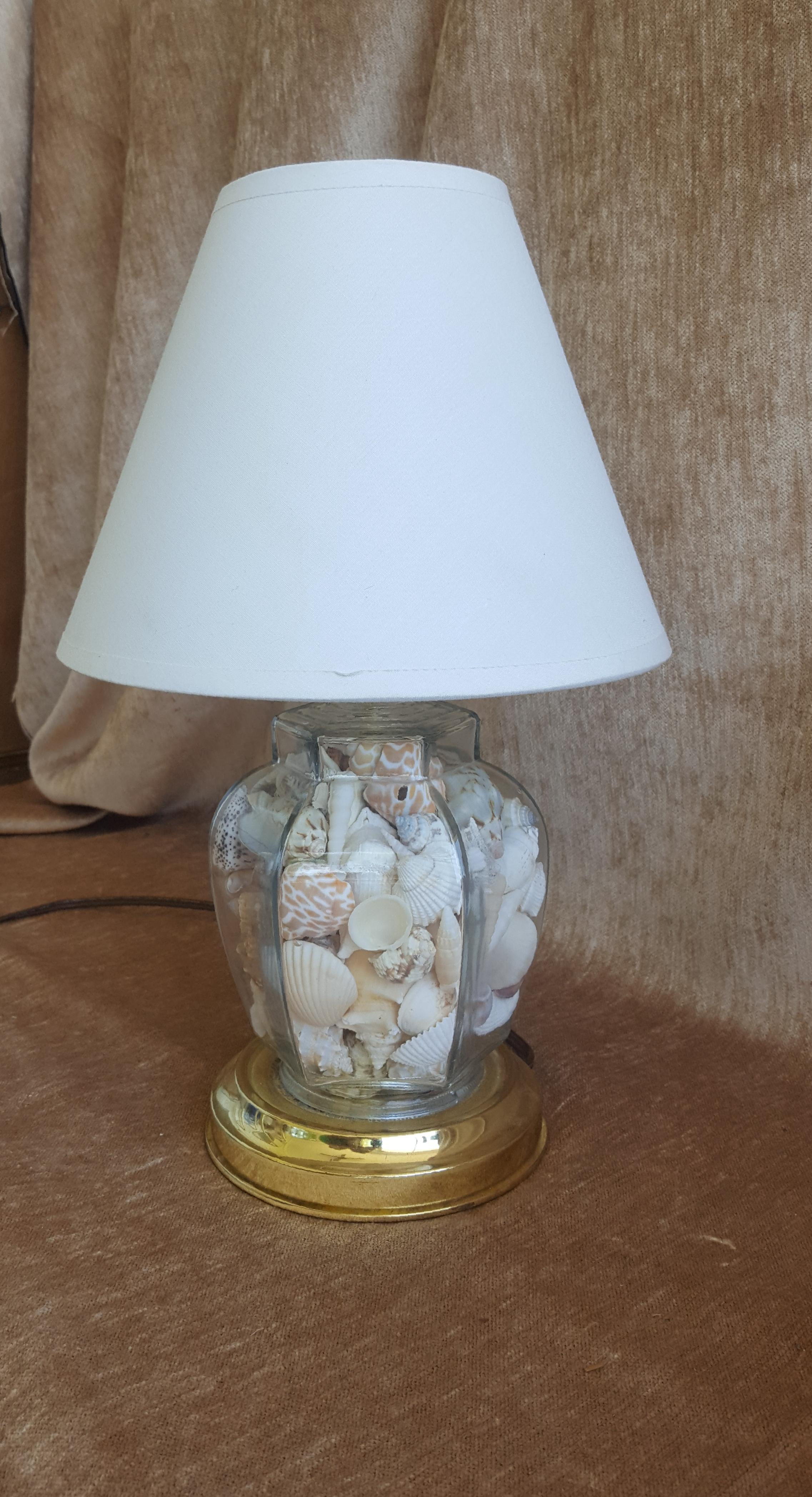seashell filled floor lamp