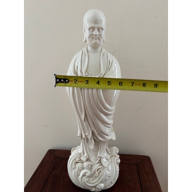 Large 19” Vintage Blanc De Chine Porcelain Bodhidharma Damo Statue For Sale - Image 10 of 10