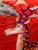 Chinese Vintage Large Chinese Red Silk Hand-Embroidered Deer & Pine Tree Longevity Tapestry - 7' X 3' For Sale - Image 3 of 10