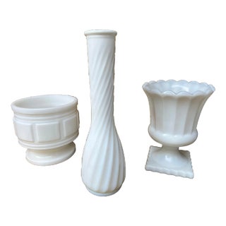 1940s Milk Glass Collection- Set of 3 For Sale