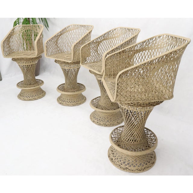 Plastic Russell Woodard Spun Fiber Glass Resin Set of 4 Outdoors Bar Stools For Sale - Image 7 of 13