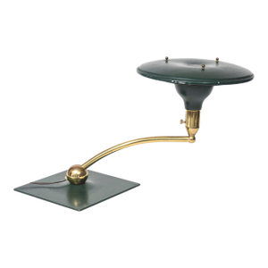 Mid 20th Century Mid-Century Modern Wheeler Sight Light Green Swing Arm Desk Lamp Flying Saucer