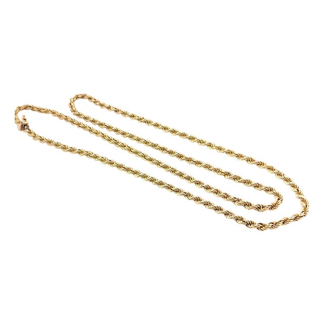 Vintage Rope Chain Necklace 14k For Sale