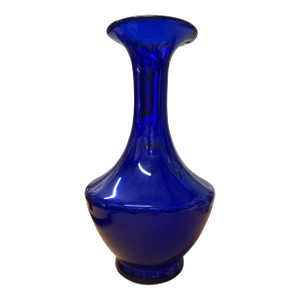 Vintage Blue Glass Vase Marked