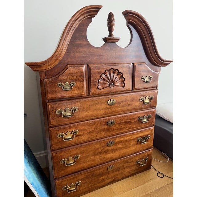 Art Deco Vintage Finds Dark Brown Wood Dresser For Sale - Image 3 of 3