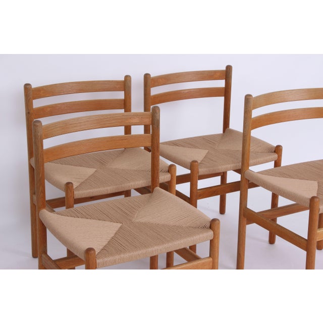Oak Chairs with Paper Weaving by Kurt Østervig, Denmark, 1960s, Set of 4 For Sale - Image 3 of 12