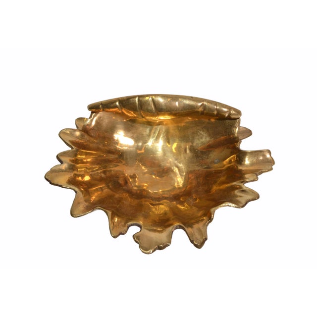 Hollywood Regency Hollywood Regency Bronze Footed Nautical Seashell Catchall, Bowl, Raymor, Italy For Sale - Image 3 of 8