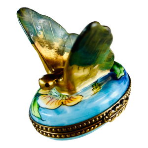 Limoges Butterfly Hand Painted Trinket Box, Rare Vintage Piece