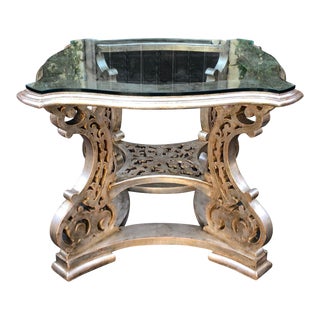 Regency Style Silver Silver Giltwood Designer Center Table For Sale