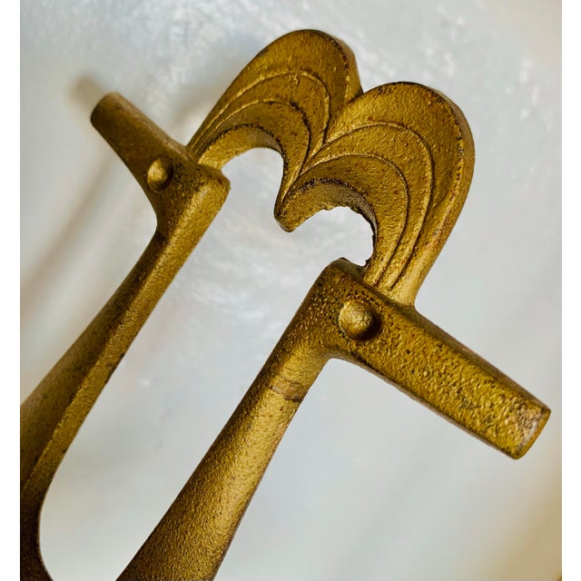 Vintage MCM 1960’s Nambu Tekki Style Japanese Cubism Cast Ironware Bookends Attributed to Tadahiro Baba- A Pair For Sale - Image 11 of 12