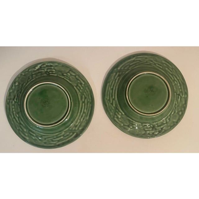 Vintage Bordallo Pinheiro Green Majolica Bowls - Oak Leaf Acorn Pattern - Set of 6 For Sale In Philadelphia - Image 6 of 10