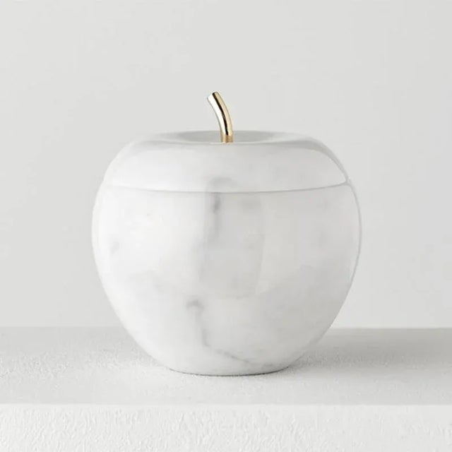 White Carrara Marble and Brass Mirror Apple Box For Sale - Image 4 of 4