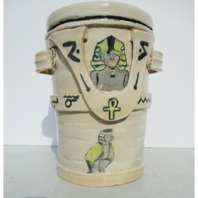 Ceramic Ice Bucket in Egypto-Hollywood Vintage 70s' For Sale - Image 11 of 11