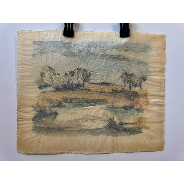 Paper Henry Emil Salloch Original Watercolor on Paper Vibrant, Natural Wetland, 1971. For Sale - Image 7 of 8