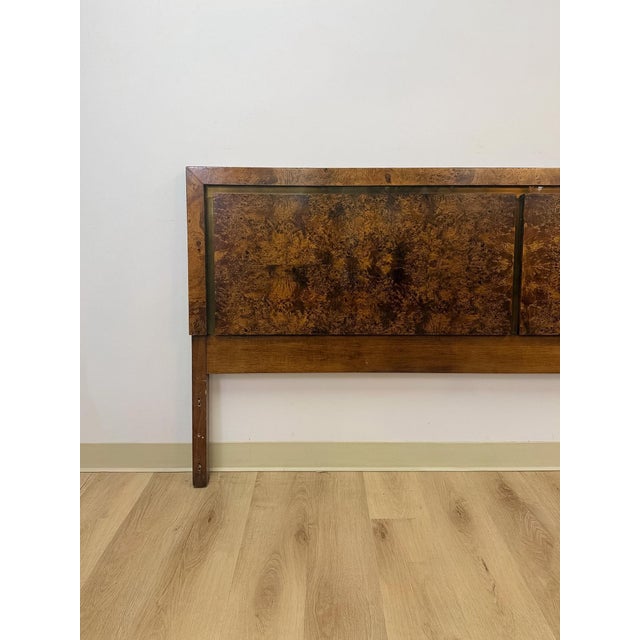 John Stuart Vintage John Stuart MCM Burlwood King Headboard, Bronze Inlay Detail, Collectable For Sale - Image 4 of 10