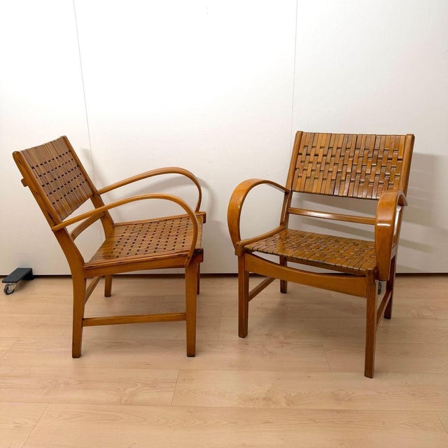 1950s Gelenka Armchairs in Solid Beech Wood, Germany, 1950, Set of 2 For Sale - Image 5 of 18
