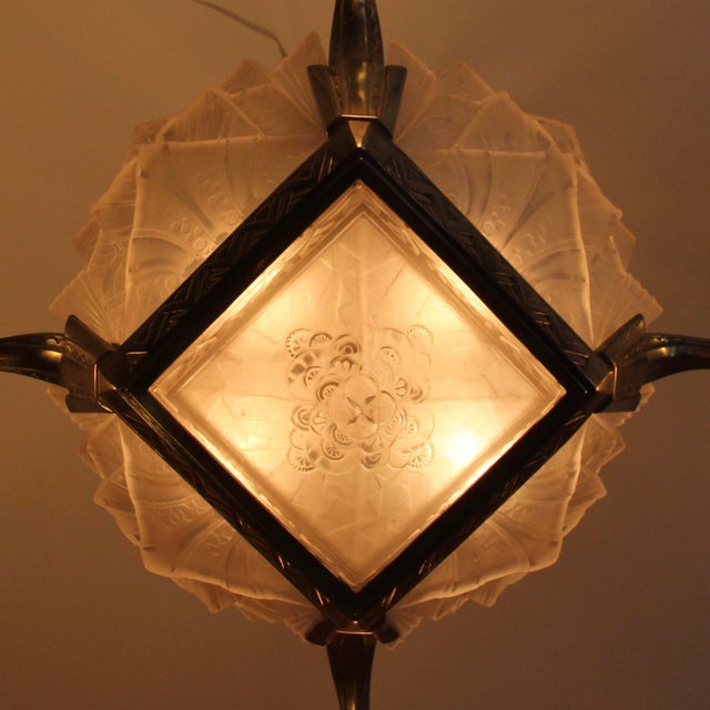 1920s French 4-Arms Chandelier by Muller Frères for Muller Frères, 1930s For Sale - Image 5 of 11