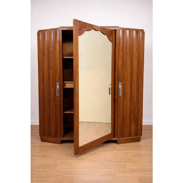 Art Deco Walnut Wardrobe, 1930s For Sale - Image 3 of 7