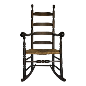 1880s Antique Black Ladder Back Rocking Chair