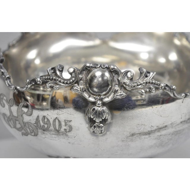 Early 20th Century Antique Victorian Silver Plated "1880 H 1905" Monogram Pedestal Fruit Bowl For Sale - Image 5 of 16