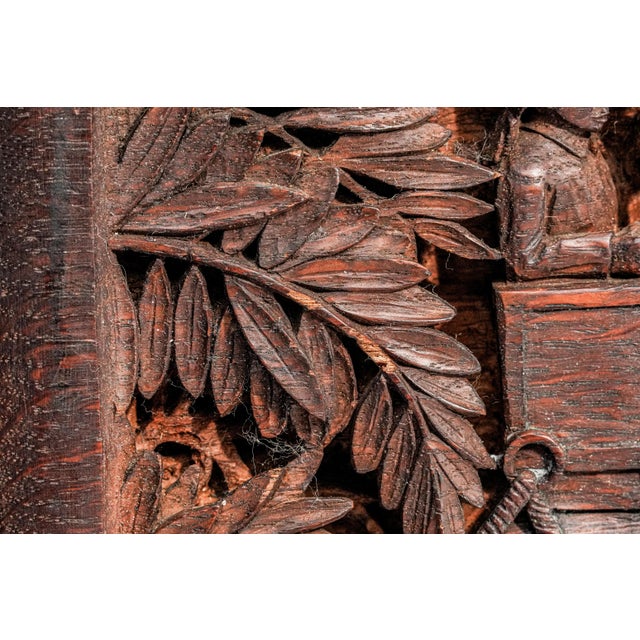 Fascinated Large Antique Colonial India Hand Carved Wood Plaque Anglo-Indian Elephant Tiger Safari Wall Panel British Raj Art Home Decor For Sale - Image 11 of 16