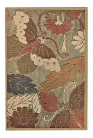 C1900 Japanese Textile Design Lithograph, Matted