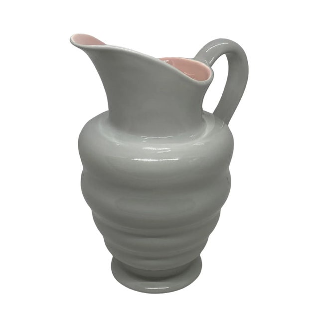 Ceramic Early 20th Century S. Fielding & Co. English Art Deco Style Crown Devon Gray & Pink Pitcher Pattern A544 For Sale - Image 7 of 12