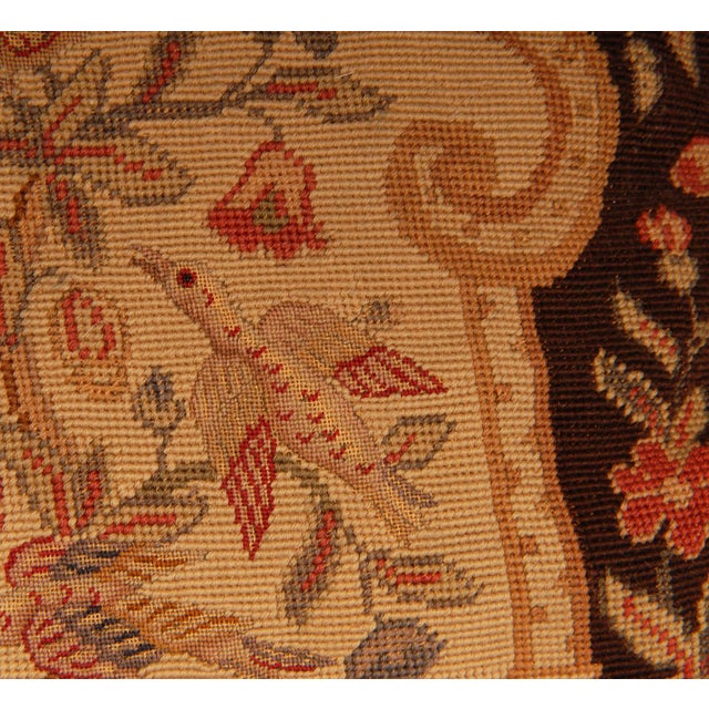 Metal Antique French Needlepoint Pillow Throw Cushion Antique Animal Medallion For Sale - Image 7 of 12