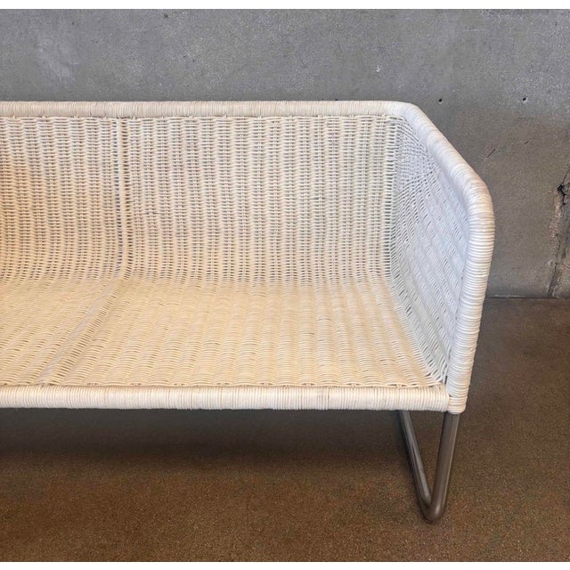 Martin Visser Vintage MCM Martin Visser Attributed Rattan & Chrome Couch For Sale - Image 4 of 9