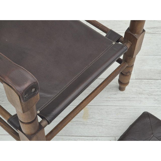 Scandinavian Safari Lounge Chair in Leather and Beech, 1960s For Sale - Image 14 of 18