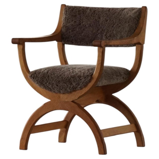 Mid-Century Modern Kurul Armchair in Oak and Lambswool by Henning Kjærnulf, 1960s For Sale - Image 15 of 15