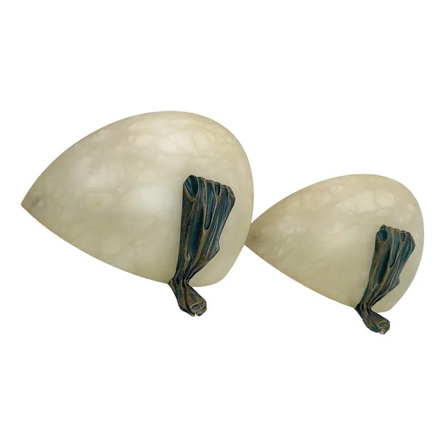 Spanish Alabaster Half Moon Wall Lights, 1970s, Set of 2 For Sale