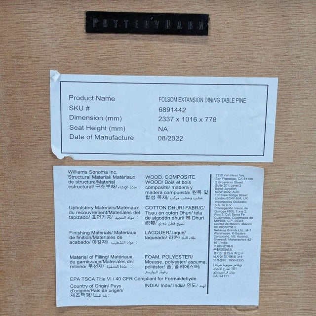 Pottery Barn Folsom Storage Extendable Dining Table For Sale - Image 10 of 13